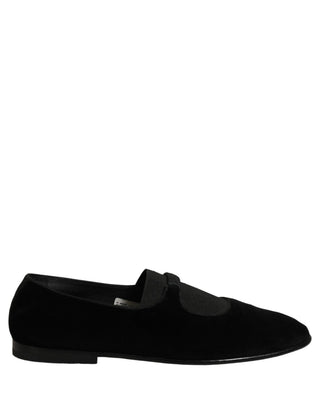 Black Velvet Slip On Slippers Loafers Shoes