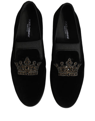 Black Crown Embellished Men Loafers Shoes