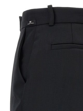 Black Virgin Wool Flared Pants