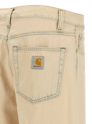 Beige Cotton Straight-Leg Jeans