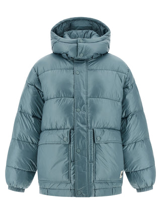 Blue Polyester Full-Length Jacket