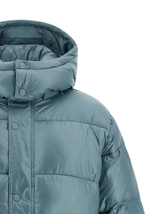 Blue Polyester Full-Length Jacket