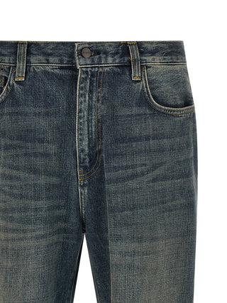 Gray Cotton Straight-Leg Jeans