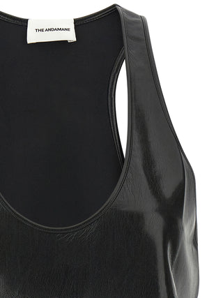 Black Polyester Sleeveles T-Shirt