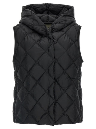Black Polyester Sleeveless Jacket