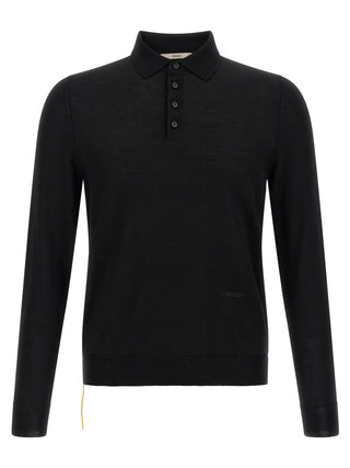 Black Virgin Wool Polo Shirt