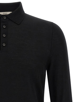 Black Virgin Wool Polo Shirt