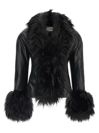 Black Polyester Leather Jacket