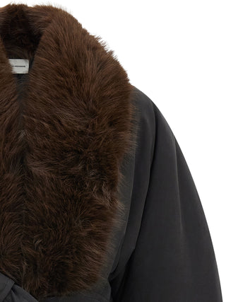 Black Polyester Full-Length Jacket