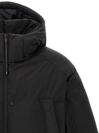 Black Recycled Polyamide Full-Length Jacket
