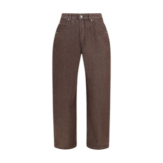 Brown Polyester Straight-Leg Jeans