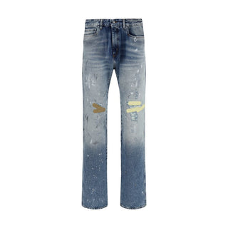 Blue Cotton Straight-Leg Jeans