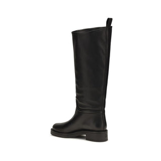 Black Calf Leather Bos Taurus Flat Boots