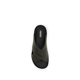 Bicolor Polyester Flat Sandals
