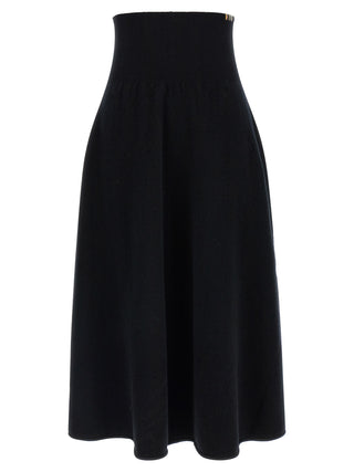 Black Cashmere Midi Skirt
