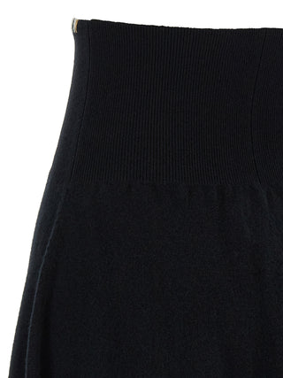 Black Cashmere Midi Skirt