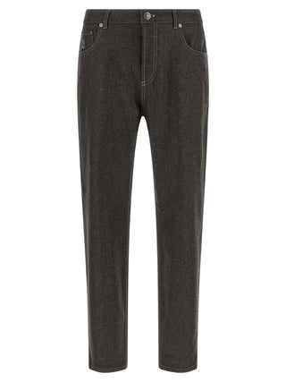 Gray Virgin Wool Casual Pants