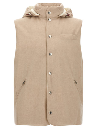 Beige Wool Sleeveless Jacket