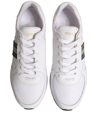 White Leather Mesh Low Top Neb Sneakers Shoes