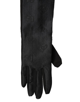 Black Viscose Long Elbow Length Gloves