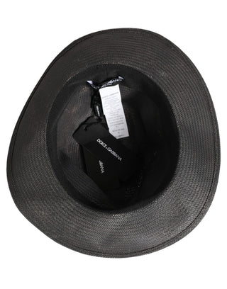 Men Gray Paper Woven Wide Brim Fedora Hat