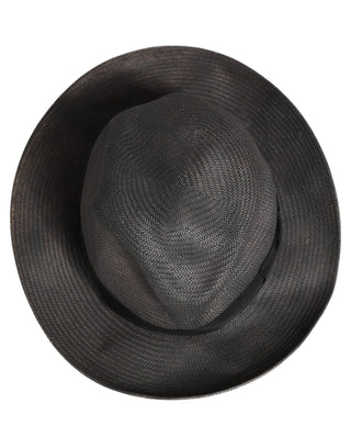 Men Gray Paper Woven Wide Brim Fedora Hat