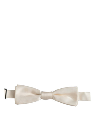 Men White 100% Silk Adjustable Neck Papillon Bow Tie