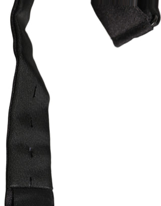 Men Black 100% Silk Adjustable Neck Papillon Bow Tie