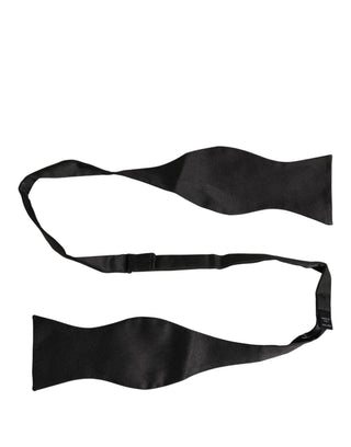 Men Black 100% Silk Adjustable Neck Papillon Bow Tie