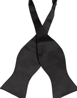Men Black 100% Silk Adjustable Neck Papillon Bow Tie