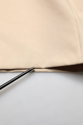 Beige Cotton Straight Men Formal Dress Pants