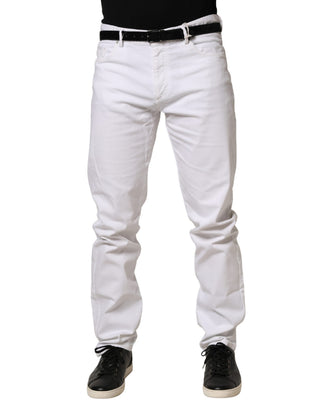 White Skinny Mid Waist Men Denim Trouser Jeans