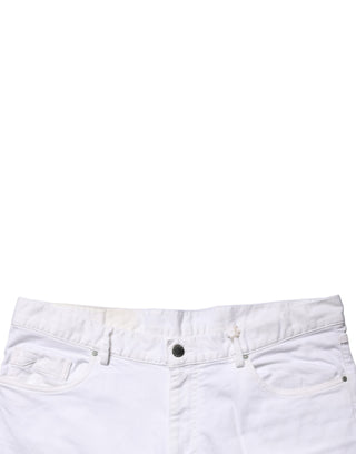 White Skinny Mid Waist Men Denim Trouser Jeans