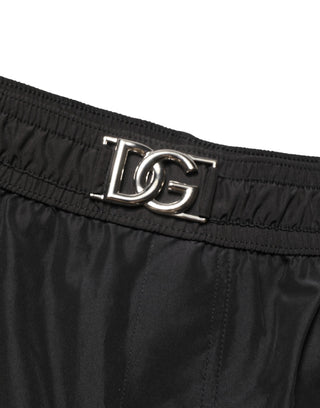 Black DG Logo Drawstring Beach Shorts Swimwear