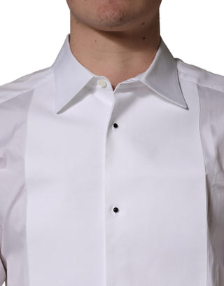 White Cotton Collared Bib GOLD Dress Shirt