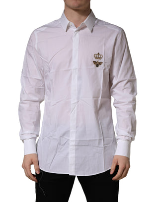 White GOLD Crown Bee Cotton Formal Dress Shirt