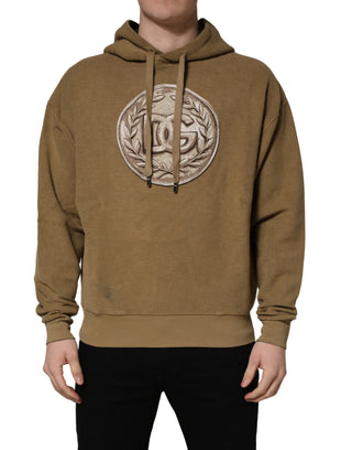 Brown Embossed Logo Hooded Sweatshirt Sweater