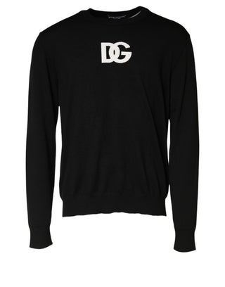 Black Wool DG Logo Men Crew Neck Sweater