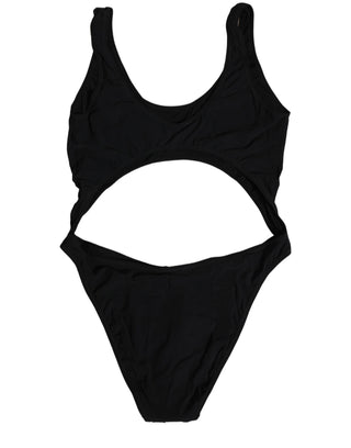 Black Cutout Logo One Piece Swimsuit Swimwear