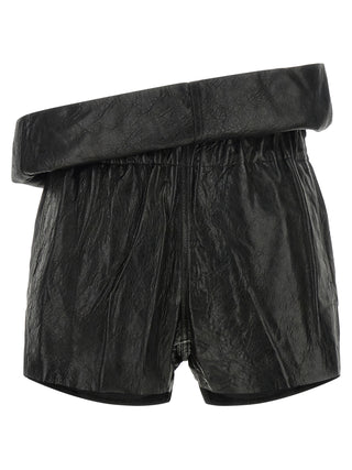 Black Lamb Leather Bermuda Shorts
