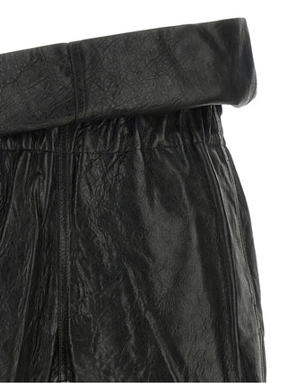Black Lamb Leather Bermuda Shorts