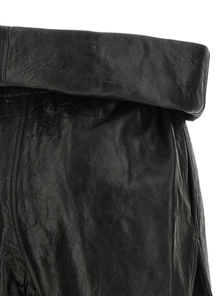 Black Lamb Leather Bermuda Shorts