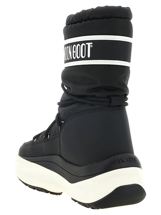 Black Polyester Lace-Up Boots