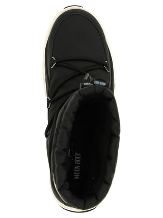 Black Polyester Lace-Up Boots