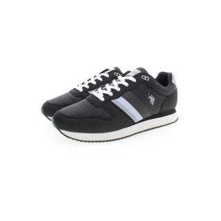 Black Polyester Men's Sneakers