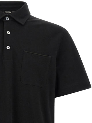 Black Cotton Polo Shirt