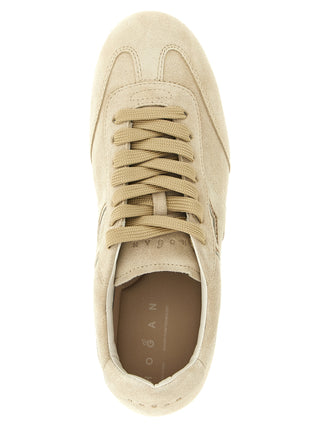 Beige Calfskin Athletic Sneakers