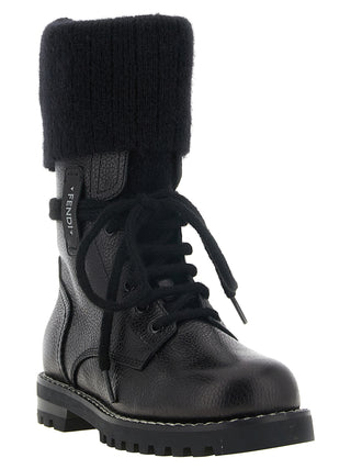 Black Calfskin Lace-Up Boots