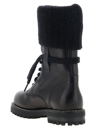 Black Calfskin Lace-Up Boots