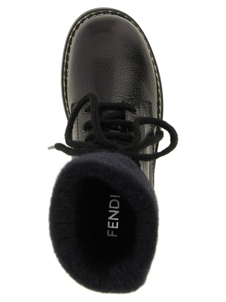 Black Calfskin Lace-Up Boots